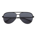 KEY - Oversize Large Flat Lens Metal Aviator Sunglasses Black Smoke Lens