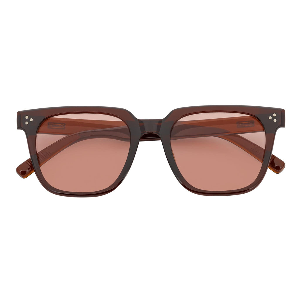 MONDO - High Fashion Square Horn Rimmed Sunglasses Clear Brown Pink Tint