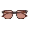 MONDO - High Fashion Square Horn Rimmed Sunglasses Clear Brown Pink Tint