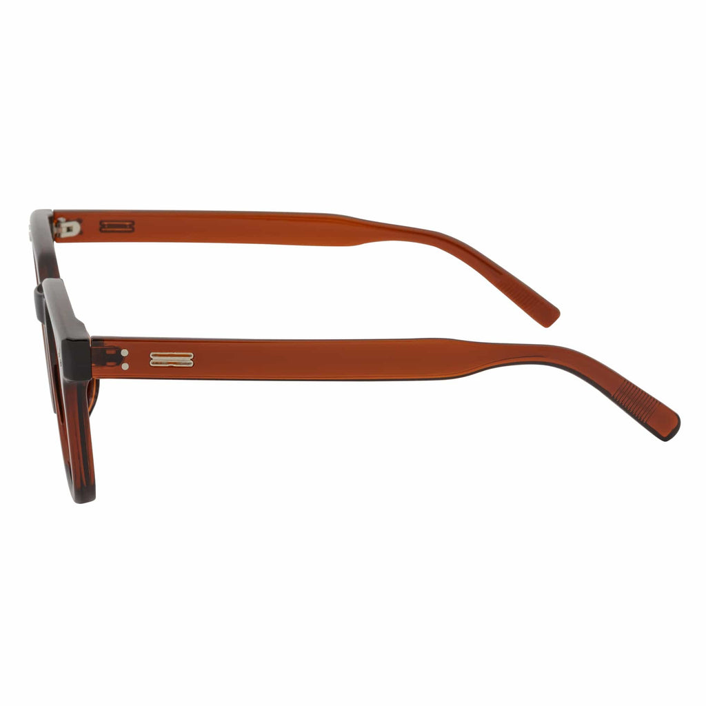 MONDO - High Fashion Square Horn Rimmed Sunglasses Clear Brown Pink Tint