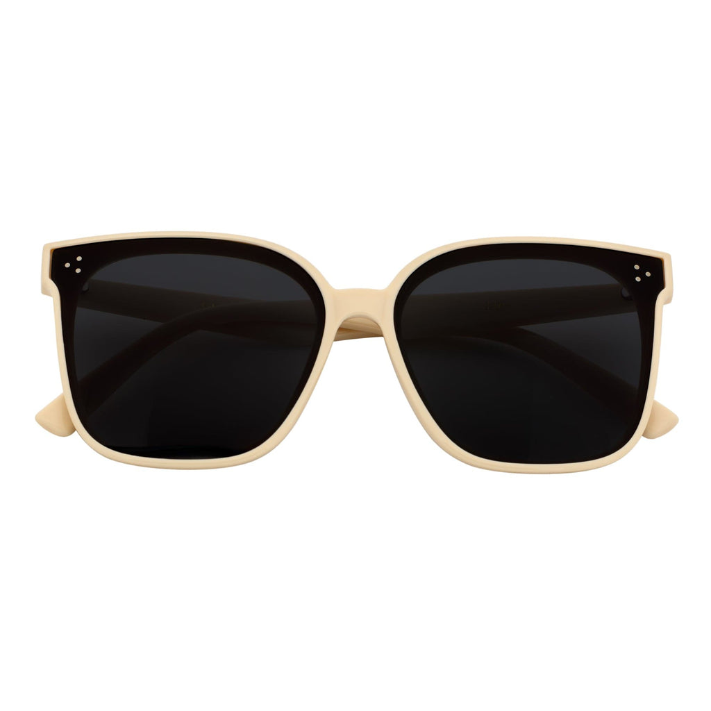 MIA - Polarized Womens Oversize 3 Pin Cat Eye Sunglasses Creme Smoke Tint