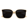 MIA - Polarized Womens Oversize 3 Pin Cat Eye Sunglasses Creme Smoke Tint