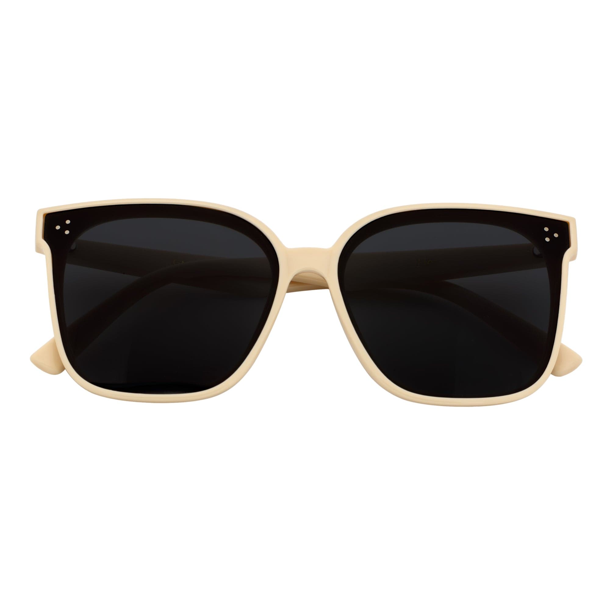 MIA - Polarized Womens Oversize 3 Pin Cat Eye Sunglasses Creme Smoke Tint